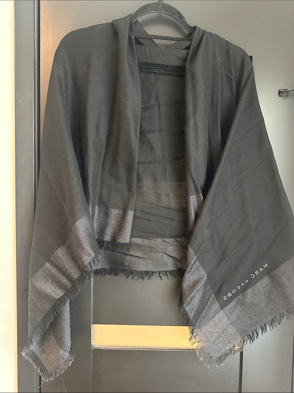 Marc Jacobs Black Shawl with Shimmery Silver Trim